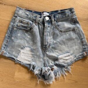 SUPERDOWN DENIM SHORTS WITH STARS SIZE: 25
